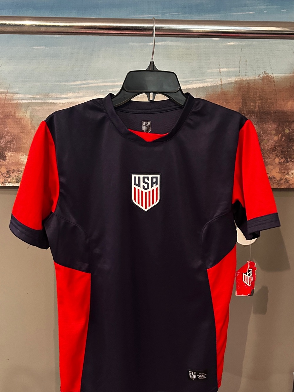 Icon Sports USMNT Legend Navy/Red Soccer Shirt w/ Official U.S. Soccer Crest